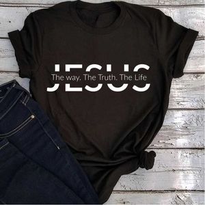 T-shirt feminina vestuário feminino Jesus camisa Jesus presente cristão Jesus da maneira como a vida a vida t Christian top as mulheres religiosas camisas l T240510