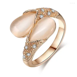 Rings Cluster Gioielli coreani Fashion Drop a forma di bianco intarsio in lega di alto livello Ctystal Female squisite femmina