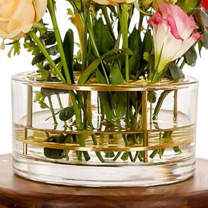 Вазы прозрачный цветочный ваза короткий цилиндровый акрил для центральных декоративных цветочных центральных обедов столовой современный