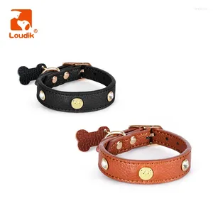 Dog Collars Loudik-Puppy Pet Collar With Charms Plate Laser ID Name Made Eco Leather Small And Cat Necklace Accessories Wholesales