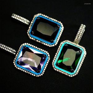 Naszyjniki wisianta świetliste bling lodowe lodowe wisiorki kamienne cz dla kobiet i mężczyzn hip hop biżuteria
