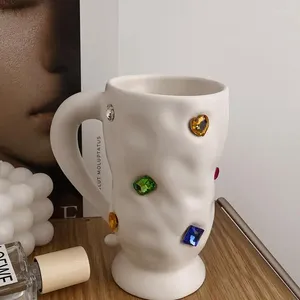 Tassen Vintage Edelstein Kaffeetasse Einzigartige Keramik mit kreativem Tee Milch Latte Tasse Perfektes Weihnachtsgeburtstag Geschenk