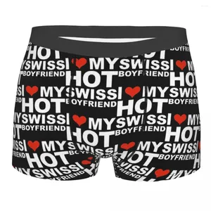 Underpants I Love My Swiss Boyfriend Man's Printed Boxer Briefs Underwear Valentine's Day Gift Highly Breathable High Quality Idea