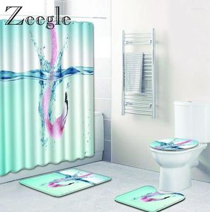 Bath Mats Zeegle Flame Bird 4pcs Toilet Set Flannel Decor Seat Cover Mat Polyester Anti Slip Pedestal Rug Waterproof Curtain