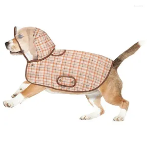 大型犬用の犬のアパレルレインコートポリエステルレインジャケット透明なフード付き防水性調整可能なビンテージ格子縞のポンチョ