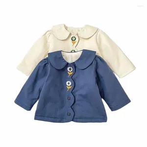 Jackets Girls Cardigan Doll Collar 2024 Fall Inverno bebê Baby Cute