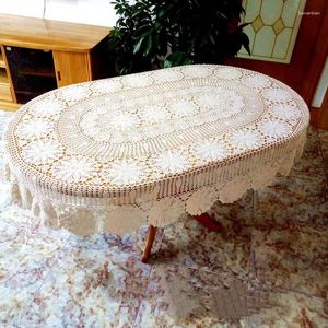 Panno tavolo cotone fatto a mano fiore ovale uncinetto tovaglia per la cucina natalizia copertura da pranzo per matrimoni decorazioni per la casa