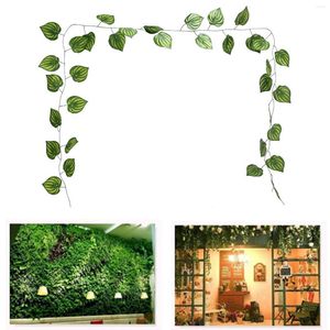 Flores decorativas 2.4m Ivy Simulação Vine Green Plant Home Decoration Shade Strip Artificial