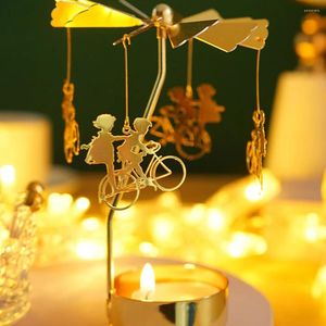Świece romantyczne złoto obrotowe świeczniki wirujące lampki herbaty herbaty metalowy na świąteczny przyjęcie na przyjęcie