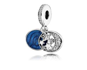 Starry Sky Beads Crystal Pave Charm Wholesale S925 Srebrne paski do stylu Niebieskie nocne urok Bracelets4016502