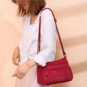 バッグファッション女性PUソフトレザーショルダーマルチレイヤークロスボディ品質小型ブランド赤袋の財布