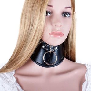 Кожаная кожа BDSM осанка осанка шеи с регулируемым кольцом для воротника ремня для ремня ремня yrnage y2011189277961