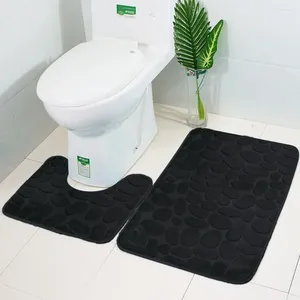 Bath Mats 1PC Sponge Embossed Pebble Pattern Bathroom Waterproof Non-slip Floor Mat Carpet Multi-scene Use Can Be Washed Home D