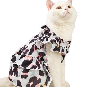 Hundkläder Pet Sling Dress Breattable Cat Puppy Spring Summer Leopard Print