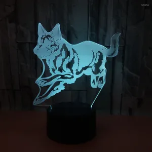 Lampy stołowe Wolf 7 Kolor dotyk 3D Lampa nocna zdalne biurko Control Desk Niemiecki pies na salon