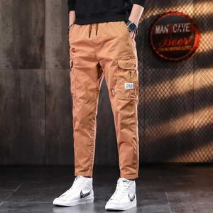 Herrenhosen Herren Orange Taktische Frachthose lässig Baumwoll -Elastik Taille Pull Stange Pantl2405