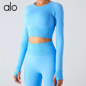 Desginer Als Yoga Aloe Jacket Top Shirt Clothe Short Woman Hoodie Seamless Suit Womens Long Sleeved T-speed Dry Threaded Sports Tight Fitting Running Fitness