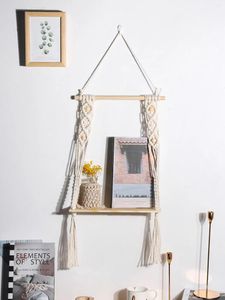 Płyty dekoracyjne 1PC Boho ręcznie tkana z koralikami Wisząca Dekoracja Dekoracja Dekoracja Dekoracja Floating Shelf Plant Flower Plack Pokerka wystawowa