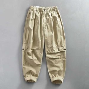 Men's Pants 100% pure cotton mens cargo pants 2024 spring elastic waist casual loose work clothes mens pants size 4XL 3XLL2405