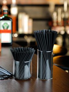 Одноразовые чашки соломинка 500pcs коктейль 21/13 см черный длинный короткий короткие гибкие свадебные материалы пластиковая питьевая солома