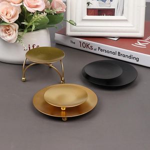 Candle Holders Iron Plate Holder Gold Black Decorative Pillar Candlestick For LED&Wax Candles Wedding Party Festival Decoration