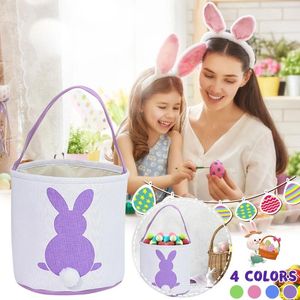 Stume da stoccaggio Orecchie di tela di Pasqua felici 4 Stili Basket Canvas Seckets Tote con coda regalo per bambini