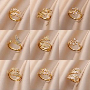 Wedding Rings Fashionable Zircon Stainless Steel Ring Womens Eternal Promise Crystal Earrings Finger Jewelry Hot selling Love Gifts Q240511