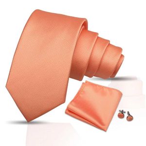 Neck Tie Set Brand Business Solid Colors Ties Handkerchief Cufflink Set For Men 7.5cm Slim Necktie Set Party Wedding Men Accessoreis Gifts