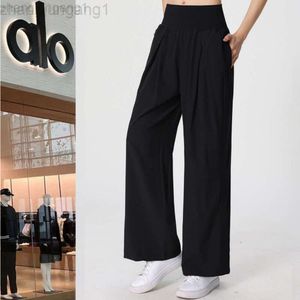 Desginer Als Yoga Aloe Pant Leggings Spring och Autumn New Sports Womens Loose Relaxed Running Training Gym Wide Leg Pants