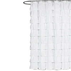 Cortinas de chuveiro tecido de cortina branca / partição plissada de banheiro de 180 x 200 cm de comprimento