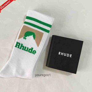 Rhude Socks Men Meias Calcetinas Women Designer Luxo de alta qualidade A desodorização da marca de conforto de algodão puro absorve o suor Let In Air Stoc Categoria 8T