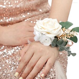 Dekoracyjne kwiaty 4 szt. Tape Tape Tape Corsage Bridal Bridesmaid Bransoletka Plastikowa