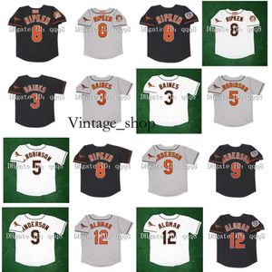 Vin Vintage 1995 1997 3 Harold Baines 8 Cal Ripken Jr. 5 Brooks Robinson 9 Brady Anderson 12 Roberto Alomar Retro Siyah Beyaz Gri Beyzbol