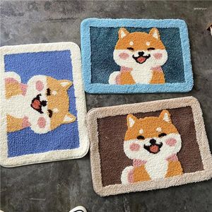 Carpets Japanese Lovely Smiling Dog Cartoon Shape Toilet Absorbent Door Mat Kitchen Shower Room Carpet Entrance Non Slip Rug Home Decor