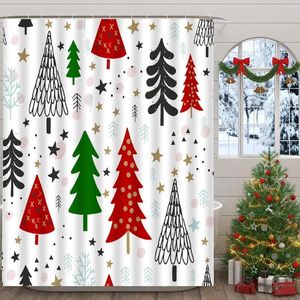 Shower Curtains Christmas Nutcracker Curtain Tree Snowman Bathroom Decoration Set With Hook Fabric Gift