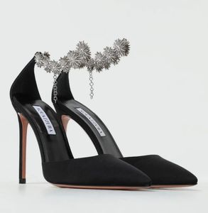 أنيقة العلامة التجارية Women Aquazzurs Sandals Shoes زهرة تشبه الجوهرة شبيهة رقيقة الخنشة الكعب السيدات حفلات حفل زفاف مع صندوق EU35-43 #06