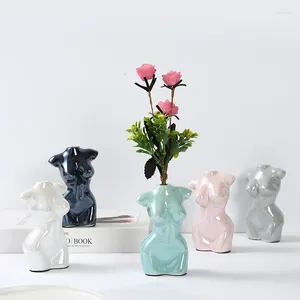 Wazony Kreatywny stołowy wazon ciało Art Art Statua Ceramika rzemiosła figurki kontenety z układem kwiatowym
