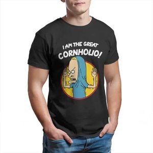 T-shirts masculina Beavis e Butthead Comedy Cartoon Graphic Tshirts I Am the Great Cornholio Hipster Tops Men Fashion Shirt Casual Casual ROPA HOMBRE T240510