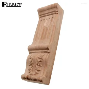 Estatuetas decorativas runbazef vintage madeira esculpida canto de decalque canto decorar decorar o gabinete de moldura móveis de porta de porta de madeira de madeira