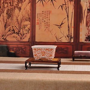 Placas decorativas ramificadas vermelhas nanmu quadrado retangular mini suporte pequeno bonsai jade ware base cultural e de diversão