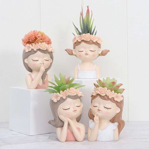 New Fairy Sculent Flower Pot Home Garden Cute Girl Girl Vaso em vaso de decoração Plant Decoration Presente