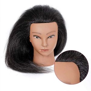 Mannequin Heads African Head With Real Hair Afro Professional Styling Weaving Training Barber Tools Wig Q2405101