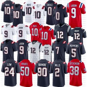 2024 New 10 Drake Maye Matt Judon Football Jersey JuJu Smith Schuster Ezekiel Elliott Bailey Zappe Tom Brady Christian Gonzalez