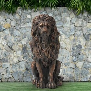 Dutrieux Guardian Lion Garden Stuce Outdoor Sculpture Decorative Bronze 20.5 H Statue 240510