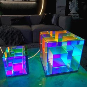 Lampy stołowe 3D Art kostka lampa akrylowa kreatywna dekoracyjna kolorowa zmiana prezentu urodzinowego dla kobiet mężczyzn dzieci