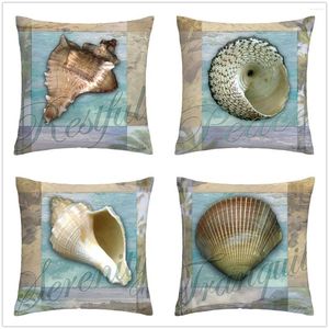 Pillow Beach Background Conch Conch linho Pouco de sofá -sofá Decoração em casa pode ser personalizada para sua decoração de outono