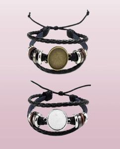 Продажа ювелирных изделий DIY Многослойные кожаные браслеты браслеты Blank Base Fit 20 мм круглый PO Glass Cabochon Setres