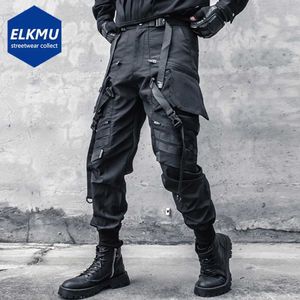 Men's Pants Punk Cargo Pants Mens Multi functional Pocket Panel Ninja Pants Streetwear Jogger Mens Black Hip Hop Sports TrousersL2405