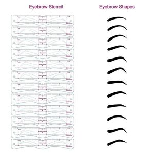 2024 wiederverwendbares Augenbrauen Shaper DIY 12 Set Soft Lurer Brow Definer Augenbrauen Briefmarkenkarte Weiche Lineal Schablone Formen -Make -up -Werkzeug für Stirnforming -Werkzeug