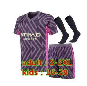 23 24 25 25 Koszulki piłkarskie Haaland Grealish Sterling Mans Cities Mahrez Fan Wersja GK Kit de Bruyne Foden Football Shirt Kit Kit Mundur Green Purple Bramkarza